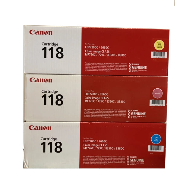 Canon 118 Cyan, Magenta, Yellow Standard Yield Toner Cartridge, 3/Pack - DealJustDeal