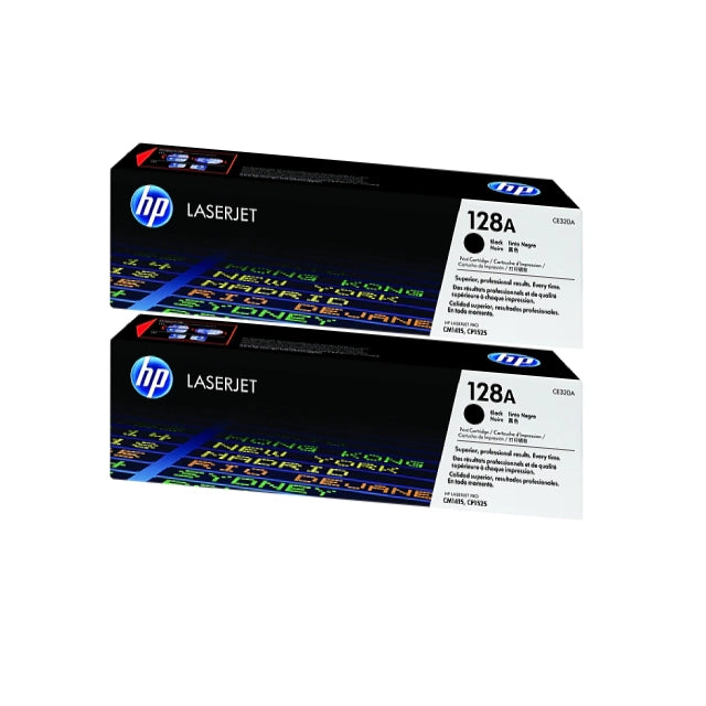 HP 128A Black Standard Yield Toner Cartridge (CE320A), Pack Of 2 - DealJustDeal