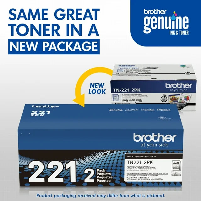 Brother TN-221 Black Standard Yield Toner Cartridge, 2/Pack (TN2212PK) - DealJustDeal