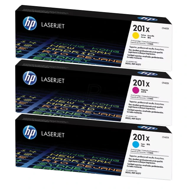 HP 201X Cyan/Magenta/Yellow High Yield Toner Cartridge, Pack Of 3