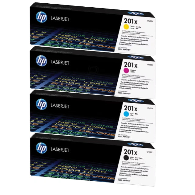 HP 201X Black/Cyan/Magenta/Yellow High Yield Toner Cartridge, Pack Of 4