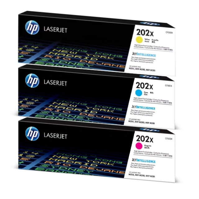 HP 202X Cyan/Magenta/Yellow High Yield Toner Cartridge, Pack Of 3 - DealJustDeal