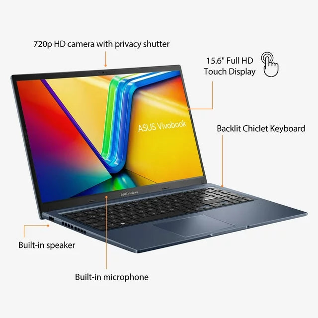 ASUS Vivobook 15 laptop, 15.6” Touch, Intel Core i7-1255U, 16GB RAM, 512GB SSD, backlit keyboard - DealJustDeal