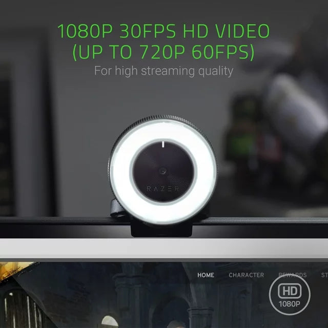 Razer Kiyo Streaming Webcam, Full HD, Auto Focus, Ring Light with Adjustable Brightness - DealJustDeal