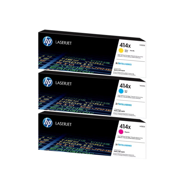 HP 414X Cyan/Magenta/Yellow High Yield Toner Cartridge, Pack Of 3