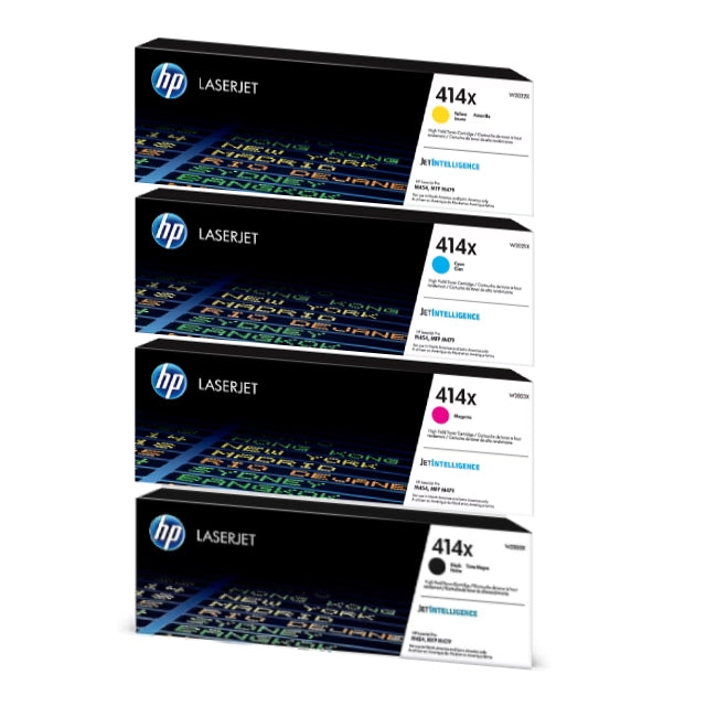 HP 414X Black/Cyan/Magenta/Yellow High Yield Toner Cartridge, Pack Of 4