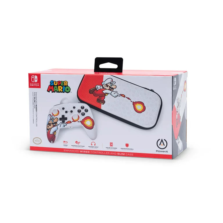 PowerA Enhanced Wired Controller and Slim Case for Nintendo Switch — Mario Fireball - DealJustDeal