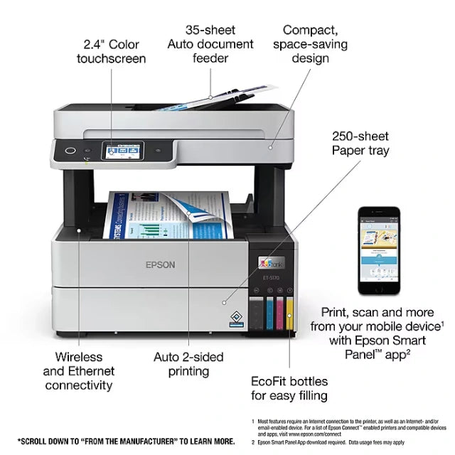 Epson EcoTank Pro ET-5170 Wireless Color All-in-One Inkjet Printer (C11CJ88201) - DealJustDeal