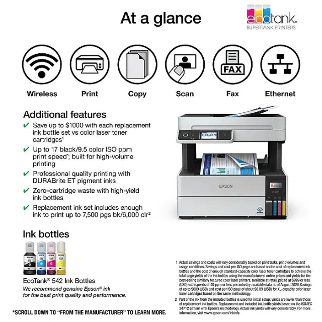 Epson EcoTank Pro ET-5170 Wireless Color All-in-One Inkjet Printer (C11CJ88201) - DealJustDeal