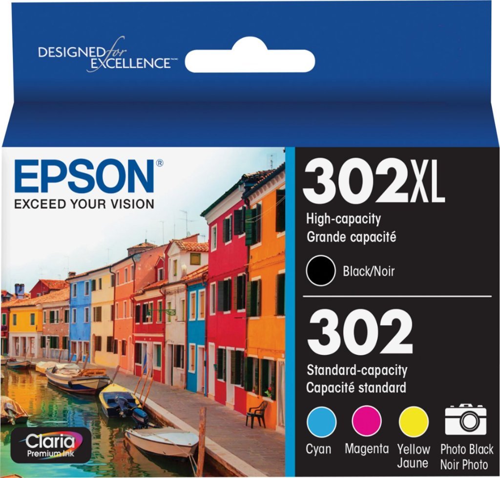 Epson - 302/302XL 5-Pack High-Yield and Standard Ink Cartridges - DealJustDeal