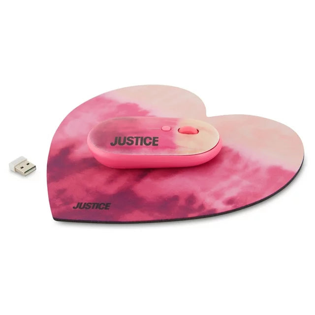 Justice Optical Mouse with Nano USB Receiver and Heart Shaped Mousepad - DealJustDeal