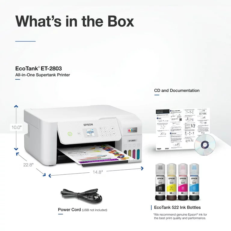 Epson EcoTank ET-2803 Wireless All-in-One Cartridge-Free Printer - DealJustDeal