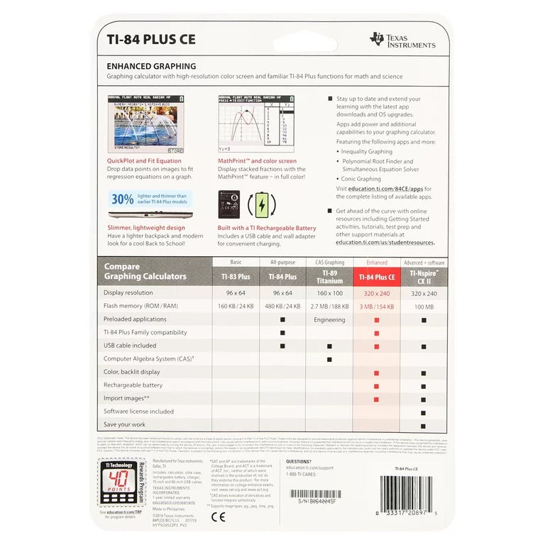 Texas Instruments Ti-84 Plus CE Graphing Calculator - DealJustDeal