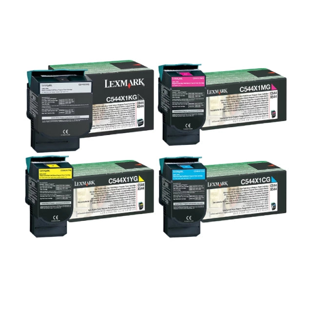 Lexmark C544 Black/Cyan/Magenta/Yellow Extra High Yield Toner Cartridge, Pack Of 4