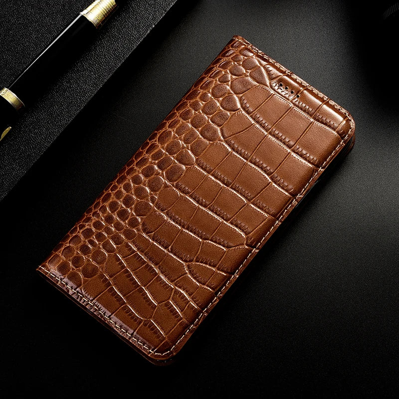 Crocodile Genuine Leather Flip iPhone Case - DealJustDeal