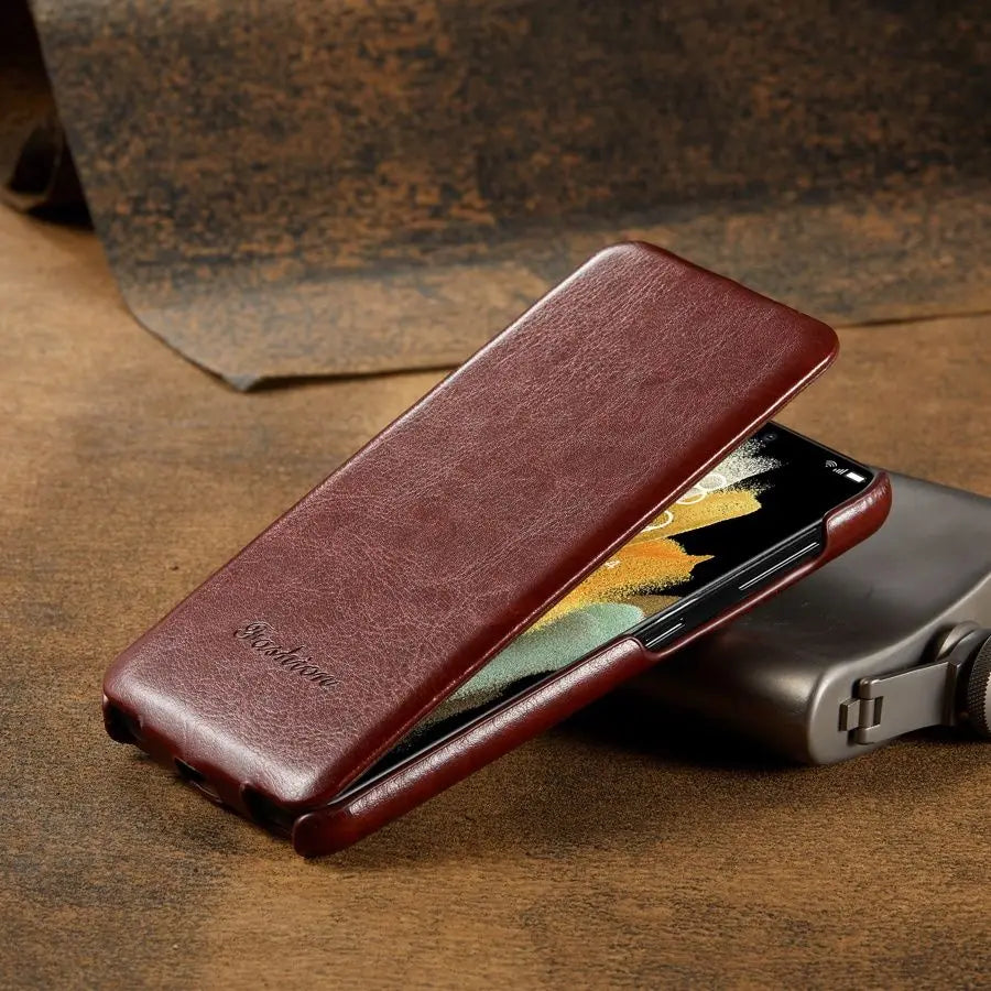 Genuine Leather Vertical Flip Galaxy S Case - DealJustDeal