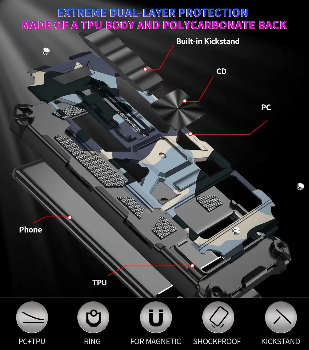 Camouflage Magnet Armor Rugged Silicon Google Case - DealJustDeal