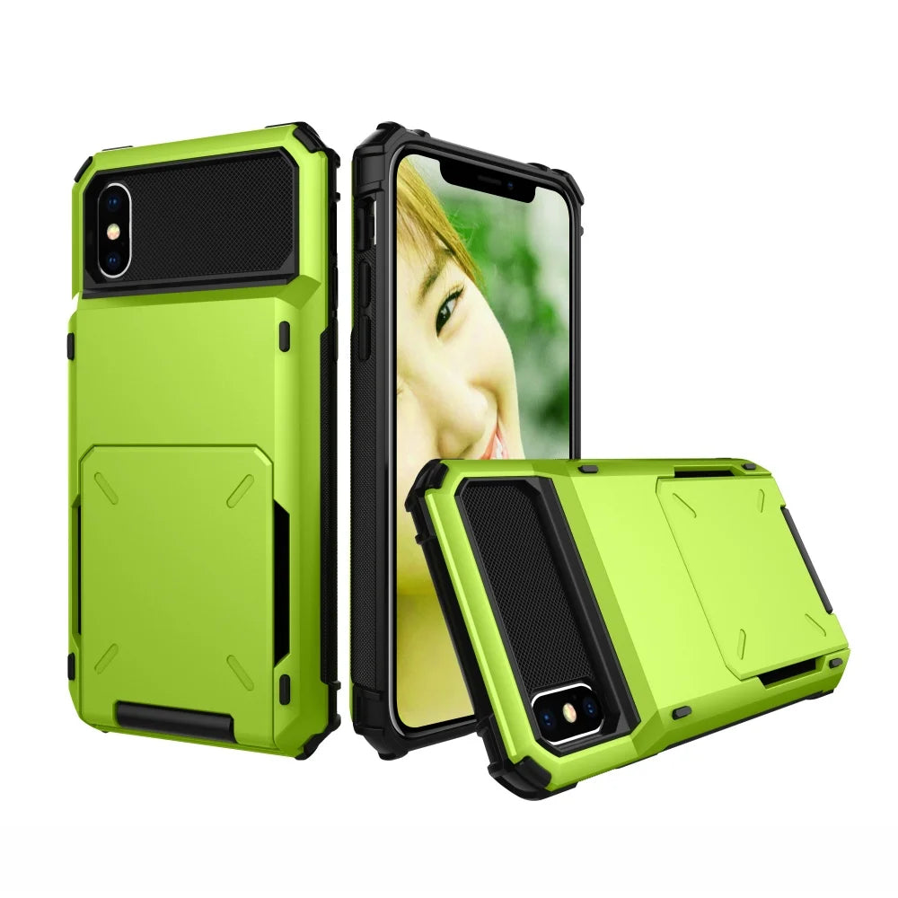 Armor Card Slot Flip Hidden Pocket Wallet iPhone Case - DealJustDeal