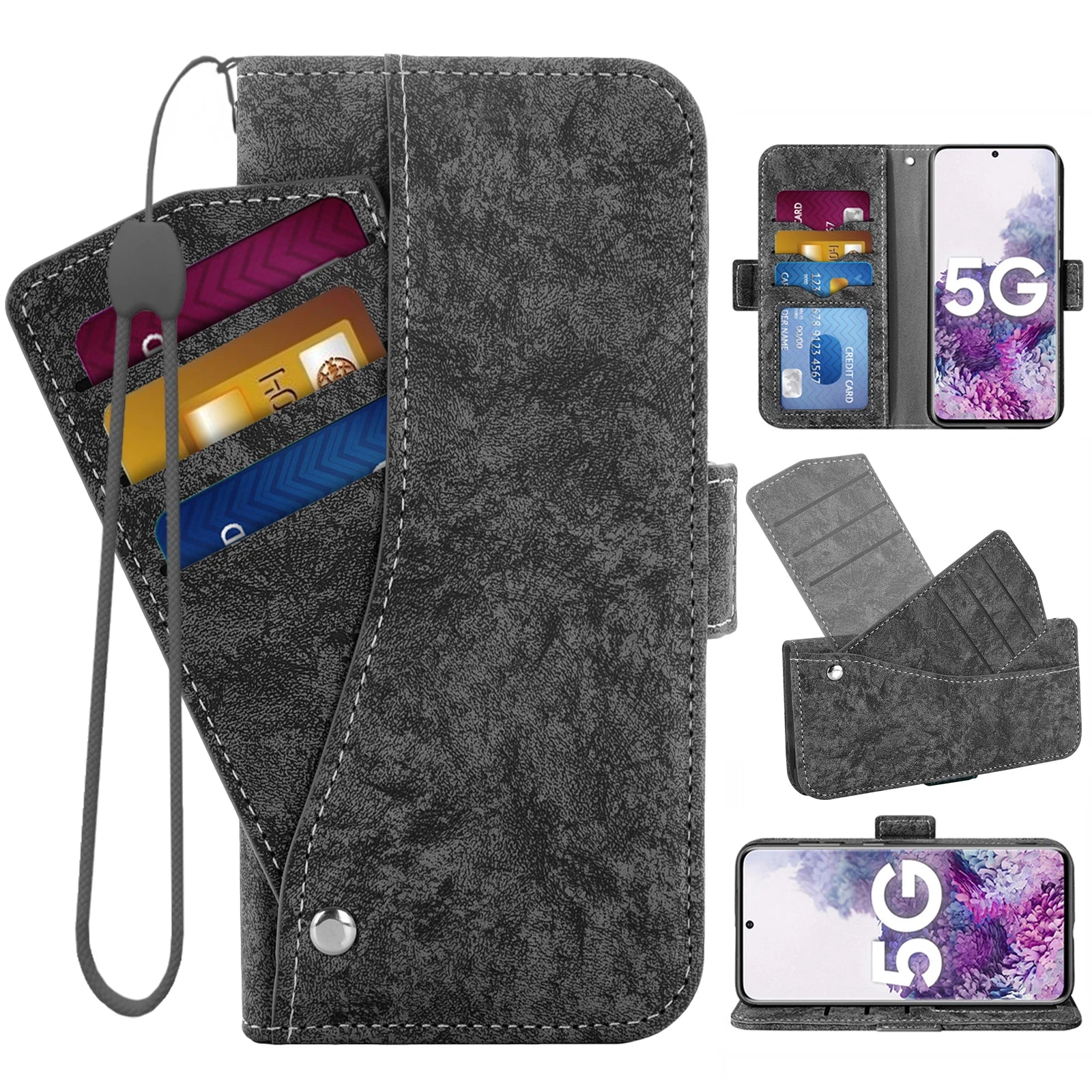 Strap Card Holder Stand Flip Wallet Leather Google Case - DealJustDeal