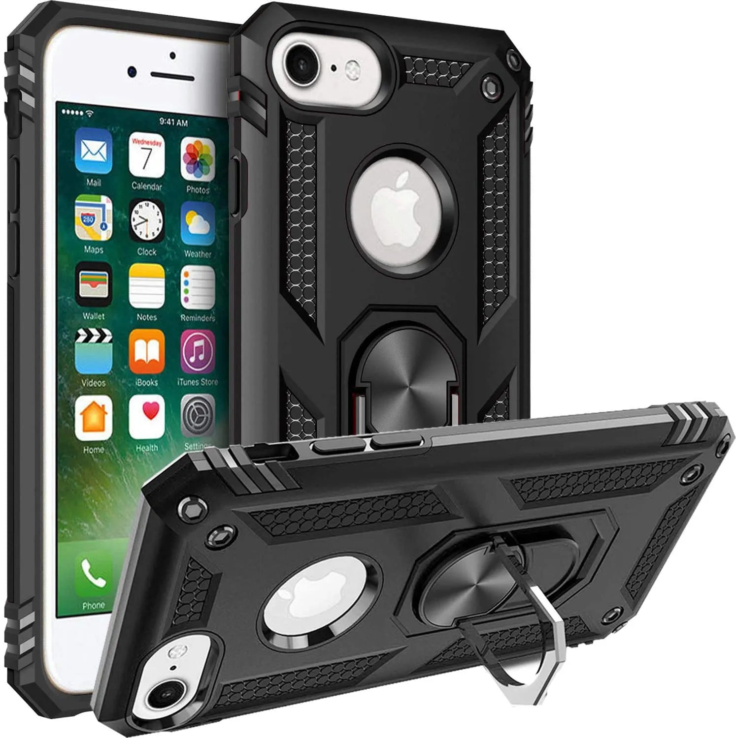 Shockproof Armor Military Drop Protective Ring Holder Magnet iPhone Case - DealJustDeal