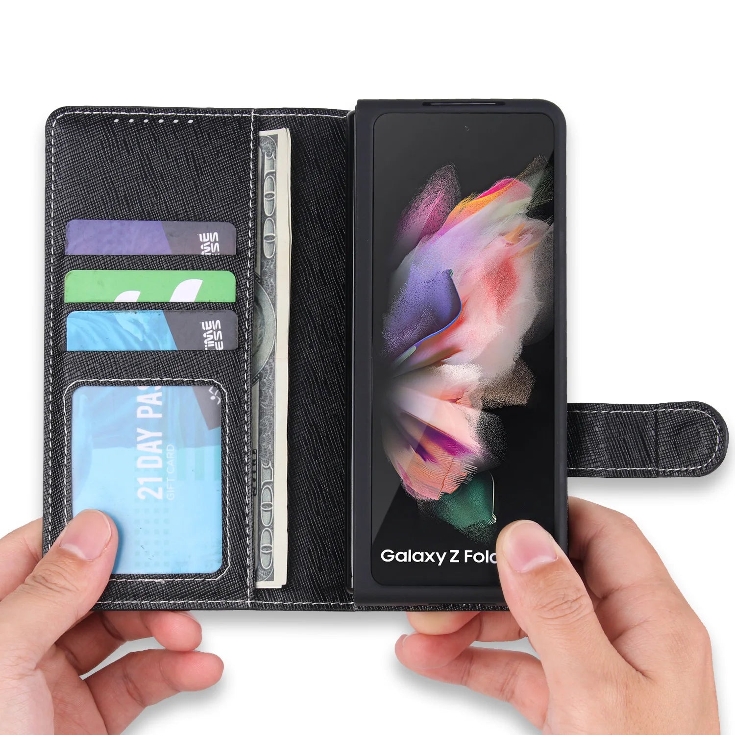 Card Slot Wallet Magnetic Leather Galaxy Z Fold Case - DealJustDeal