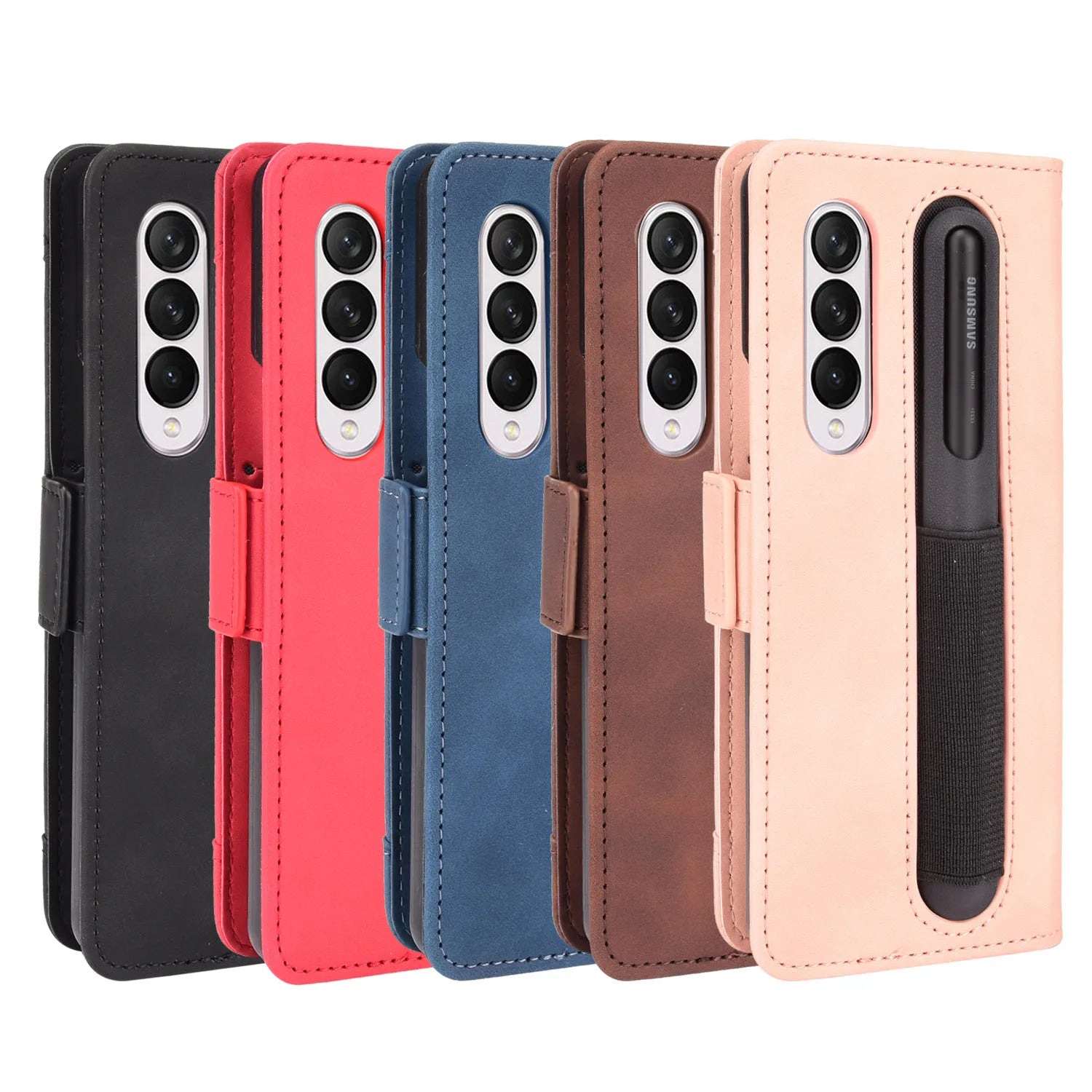 Card Slot Holder Magnetic Flip Wallet Leather Galaxy Z Fold Case - DealJustDeal