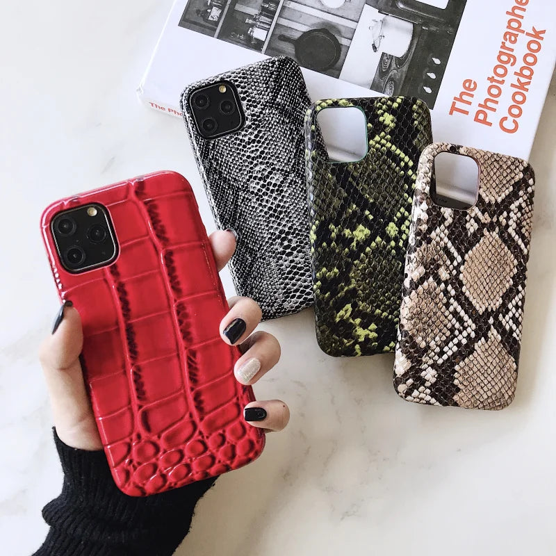 Crocodile Texture Snake Skin Pu Leather iPhone Case - DealJustDeal