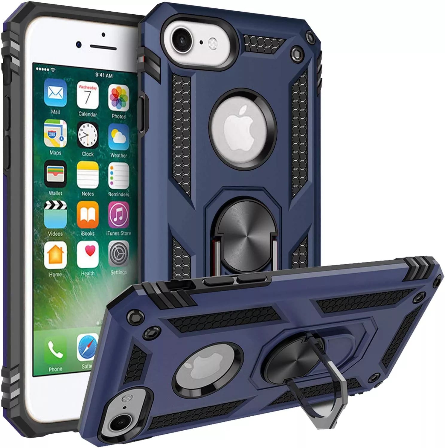 Shockproof Armor Military Drop Protective Ring Holder Magnet iPhone Case - DealJustDeal