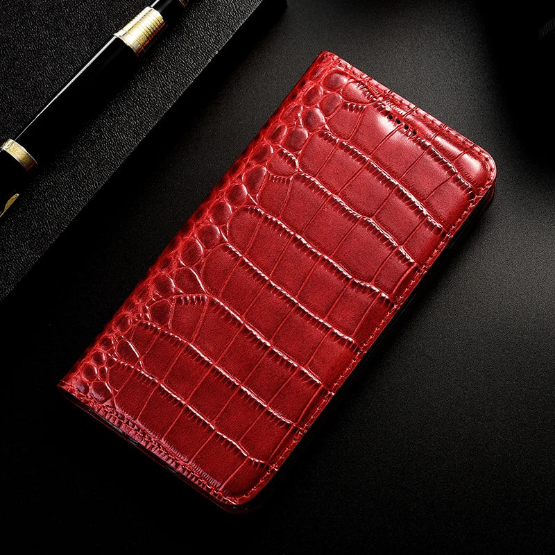 Crocodile Genuine Leather Flip Galaxy Case - DealJustDeal