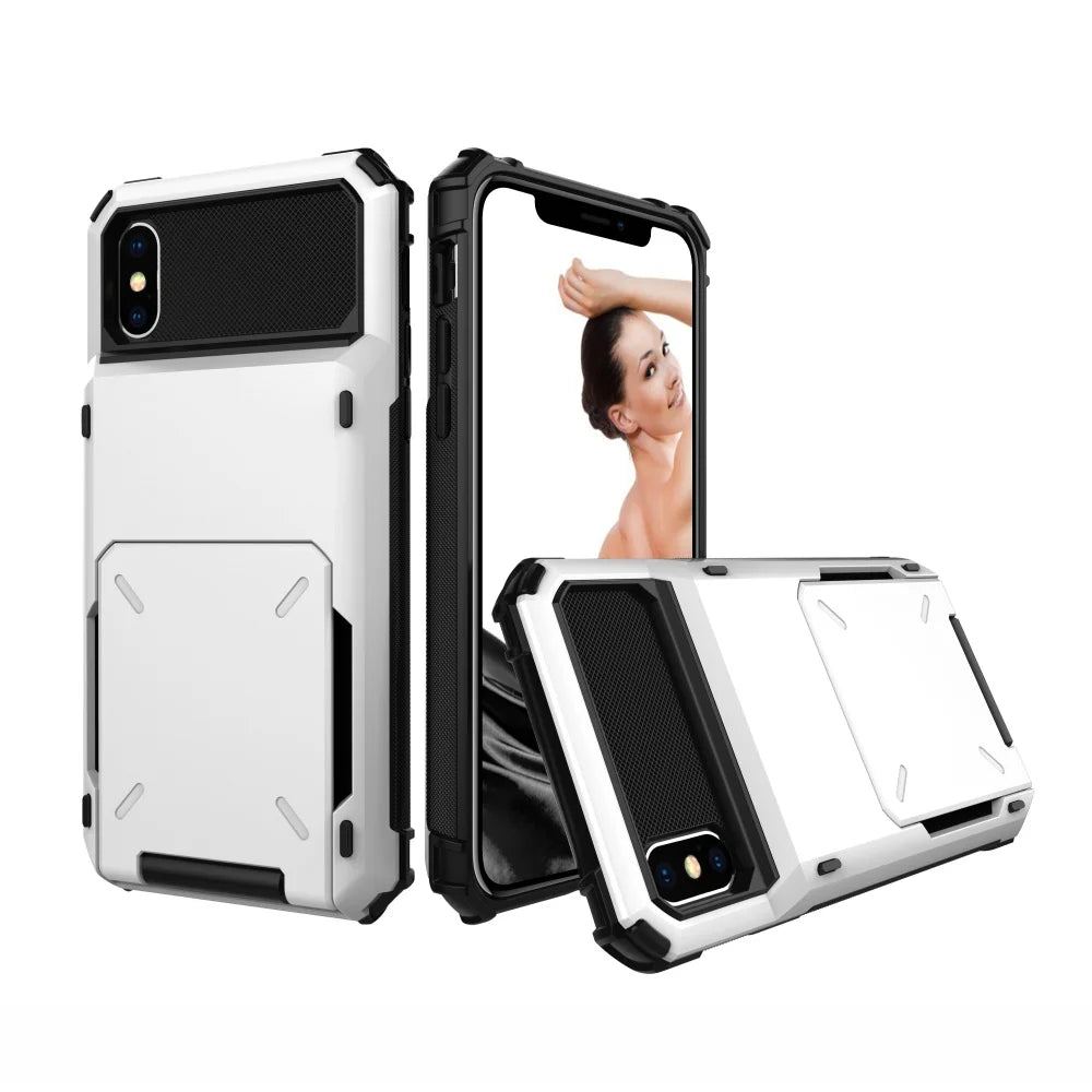 Armor Card Slot Flip Hidden Pocket Wallet iPhone Case - DealJustDeal