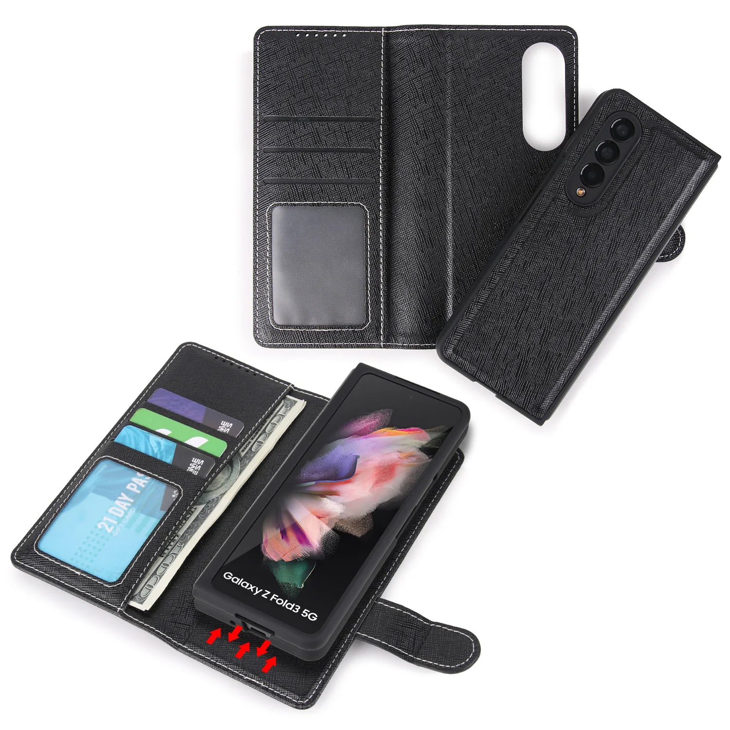 Card Slot Wallet Magnetic Leather Galaxy Z Fold Case - DealJustDeal