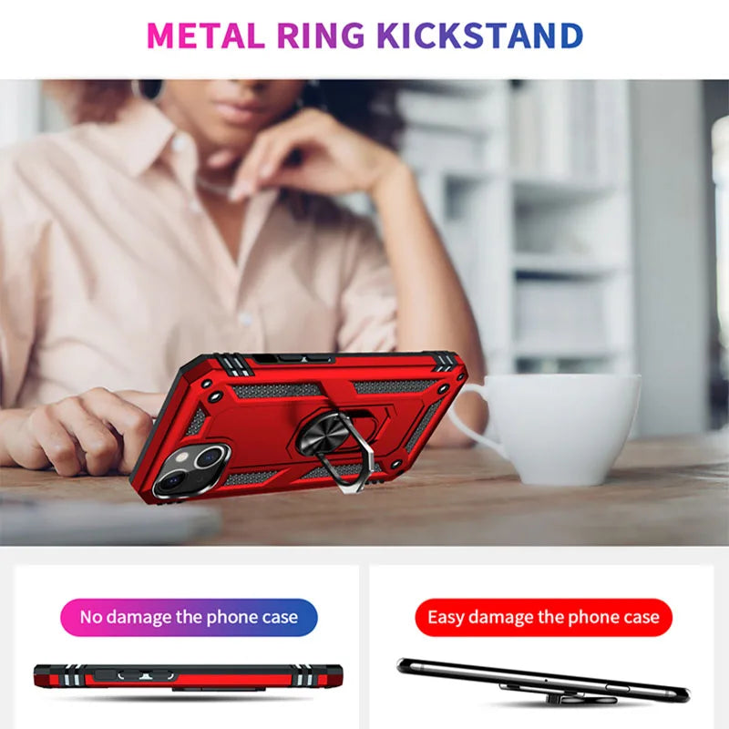 Metal Ring Kickstand Armor Shockproof iPhone Case - DealJustDeal