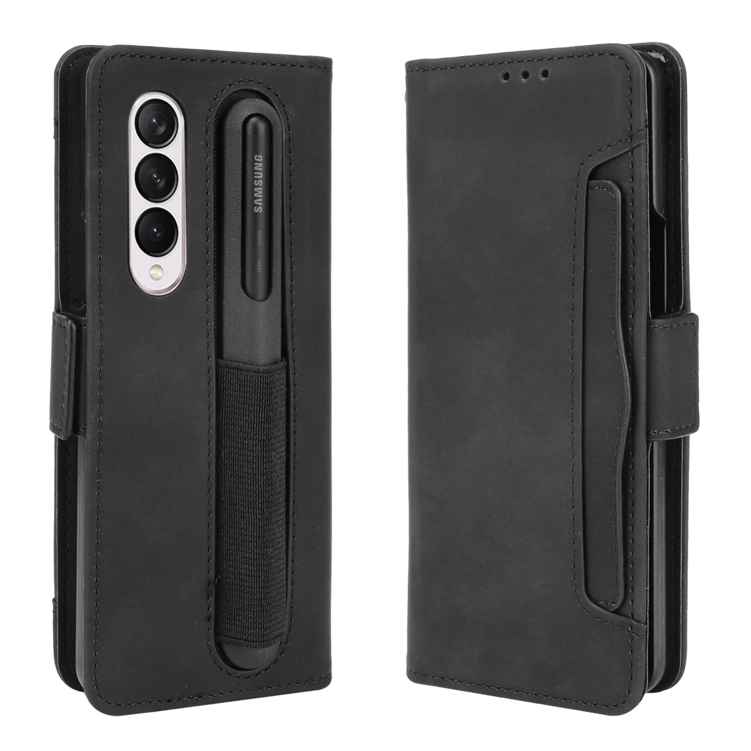 Card Slot Holder Magnetic Flip Wallet Leather Galaxy Z Fold Case - DealJustDeal