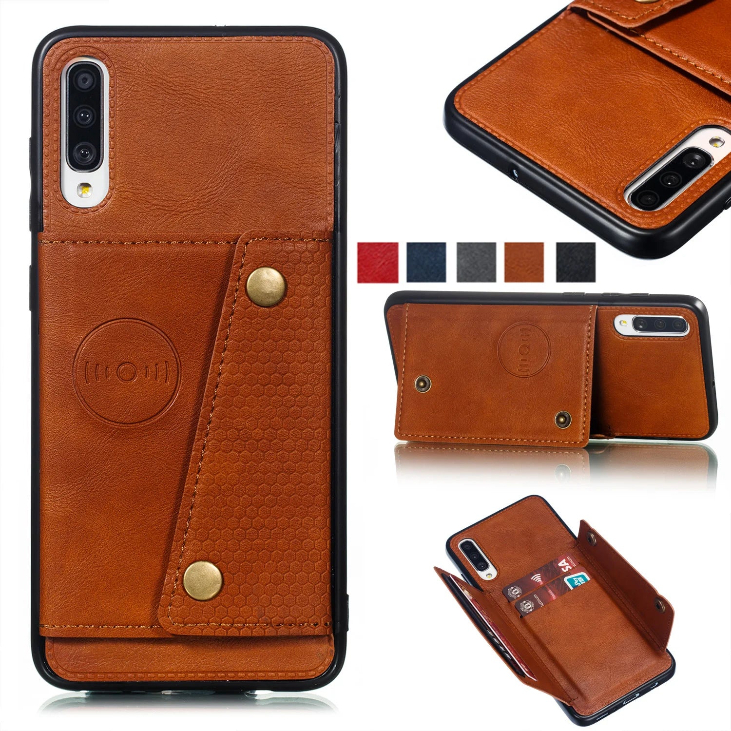 Card Holder Magnetic Leather Galaxy A and M Case - DealJustDeal