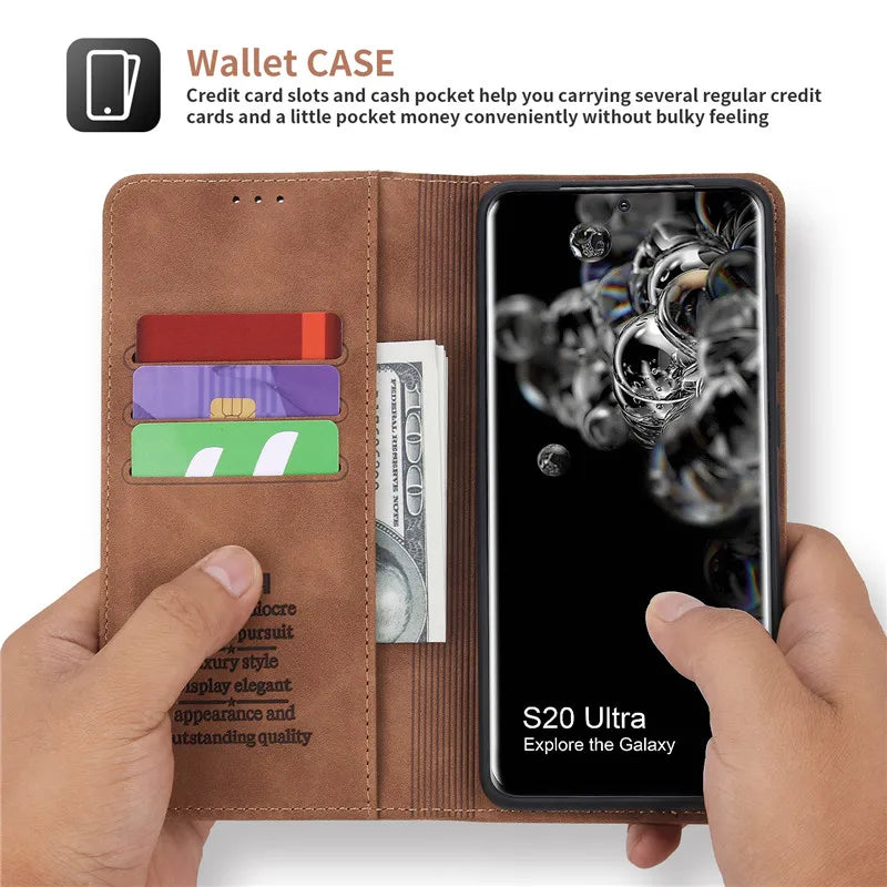 Magnetic Wallet Leather Flip Galaxy S Case - DealJustDeal