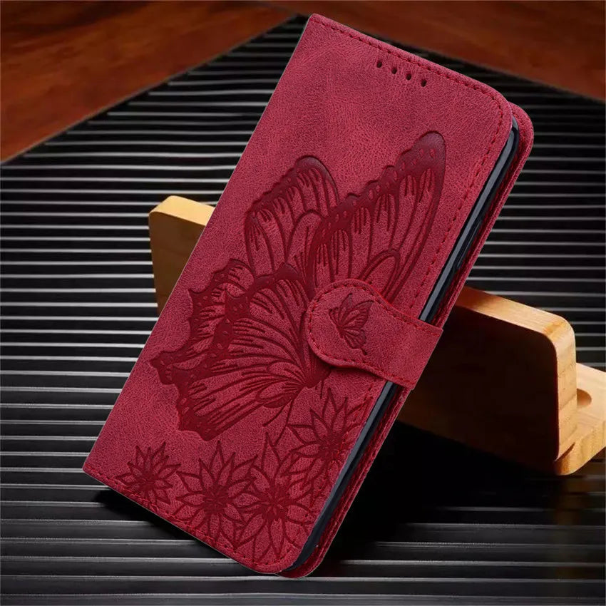 Butterfly Leather Flip Wallet Book iPhone Case - DealJustDeal