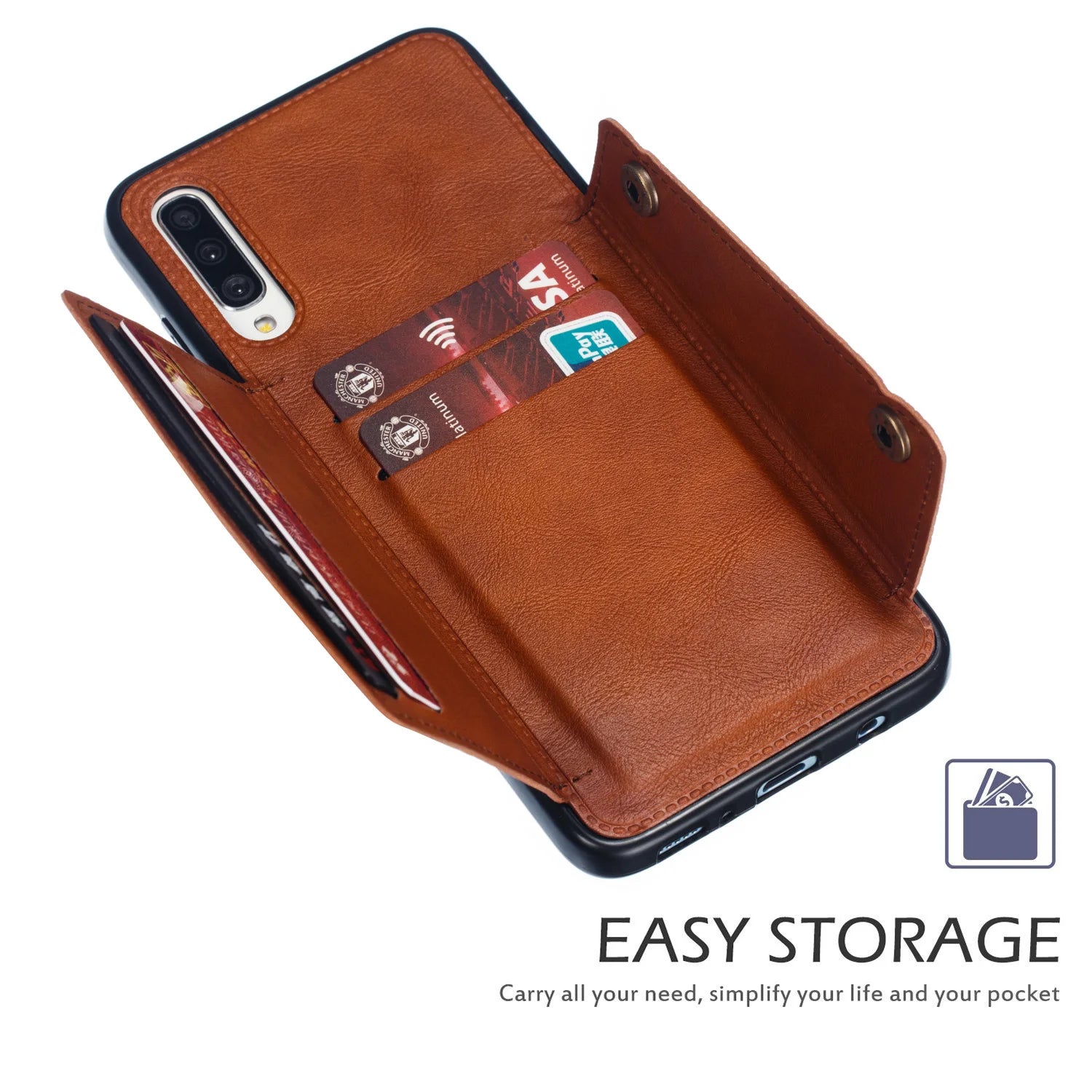 Card Holder Magnetic Leather Galaxy A and M Case - DealJustDeal