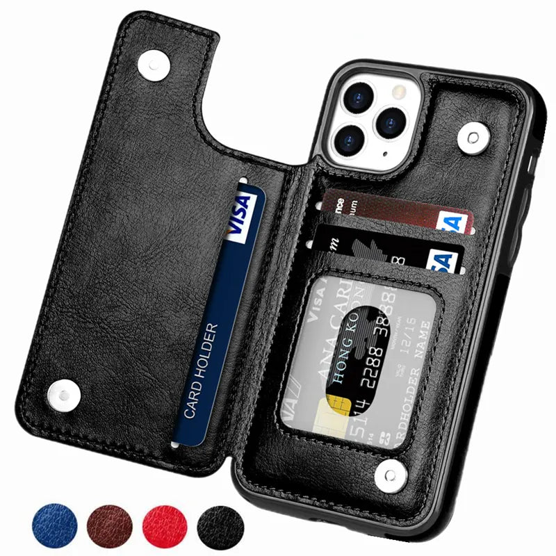 Retro Flip Leather Card Holder iPhone Case - DealJustDeal