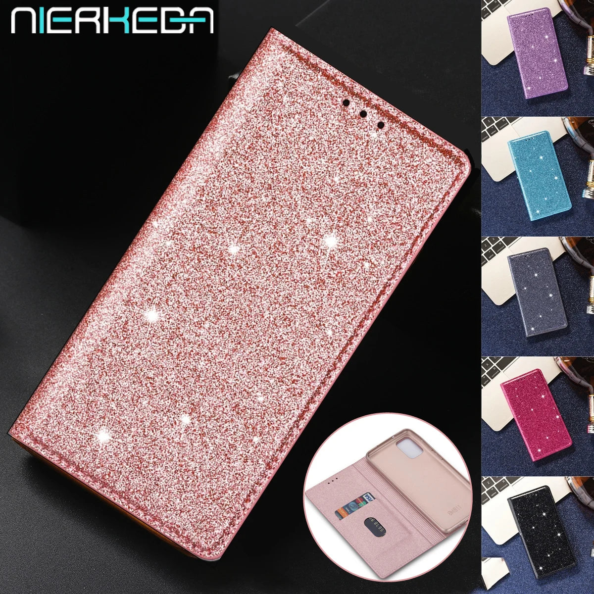 Glitter Magnetic Flip Leather Galaxy A, M and S Case - DealJustDeal