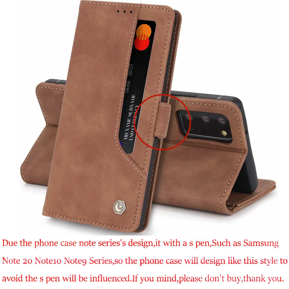 Leather Wallet Cards Flip Magnetic Galaxy S Case - DealJustDeal