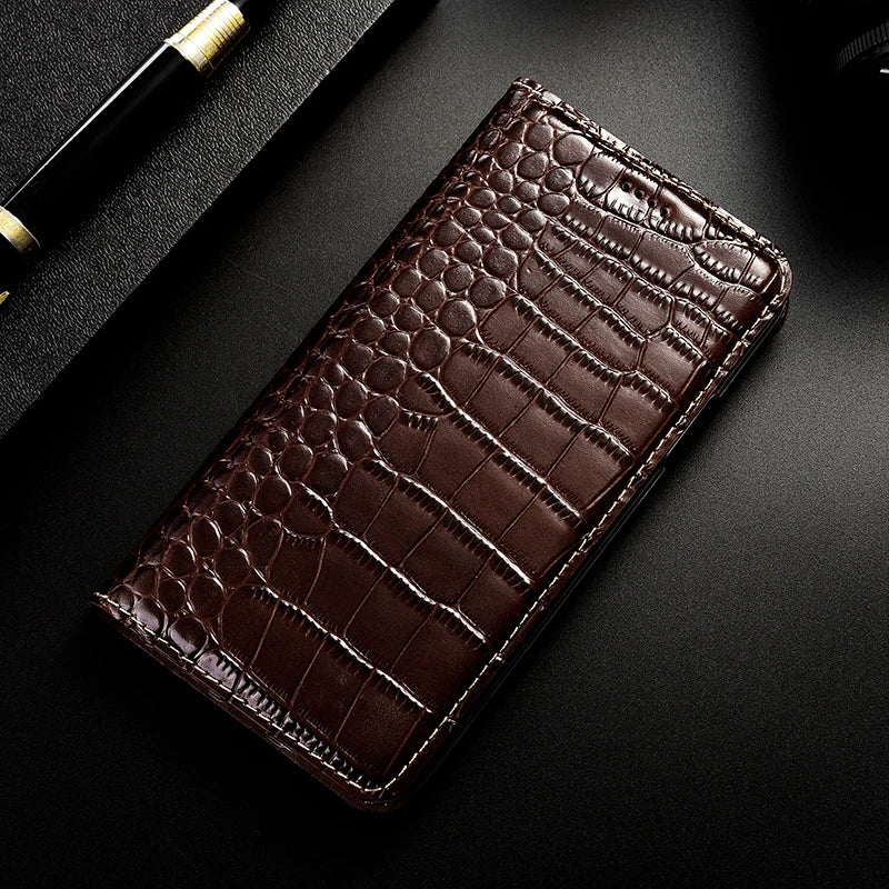 Crocodile Genuine Leather Flip iPhone Case - DealJustDeal