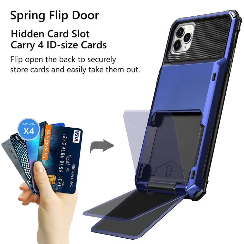 Card Slot Flip Hidden Pocket Wallet iPhone Case - DealJustDeal