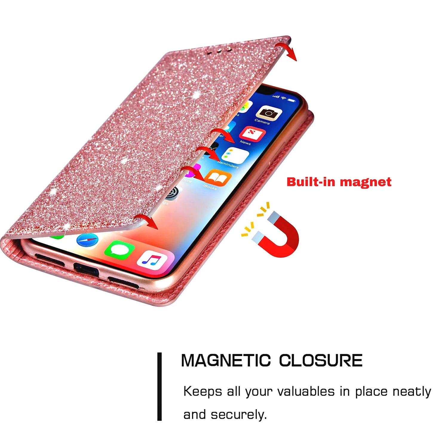 Glitter Magnetic Flip Leather Galaxy A, M and S Case - DealJustDeal