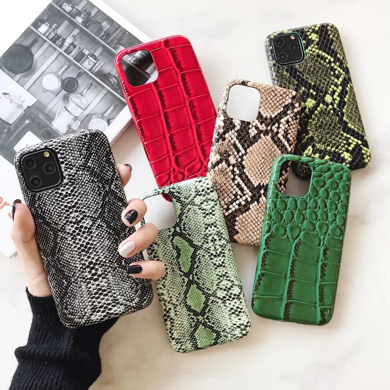 Crocodile Texture Snake Skin Pu Leather iPhone Case - DealJustDeal