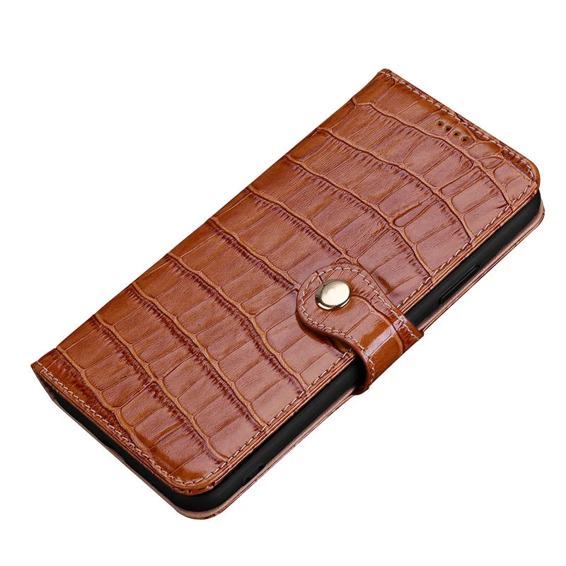 Crocodile Flip Wallet Genuine Leather iPhone Case - DealJustDeal