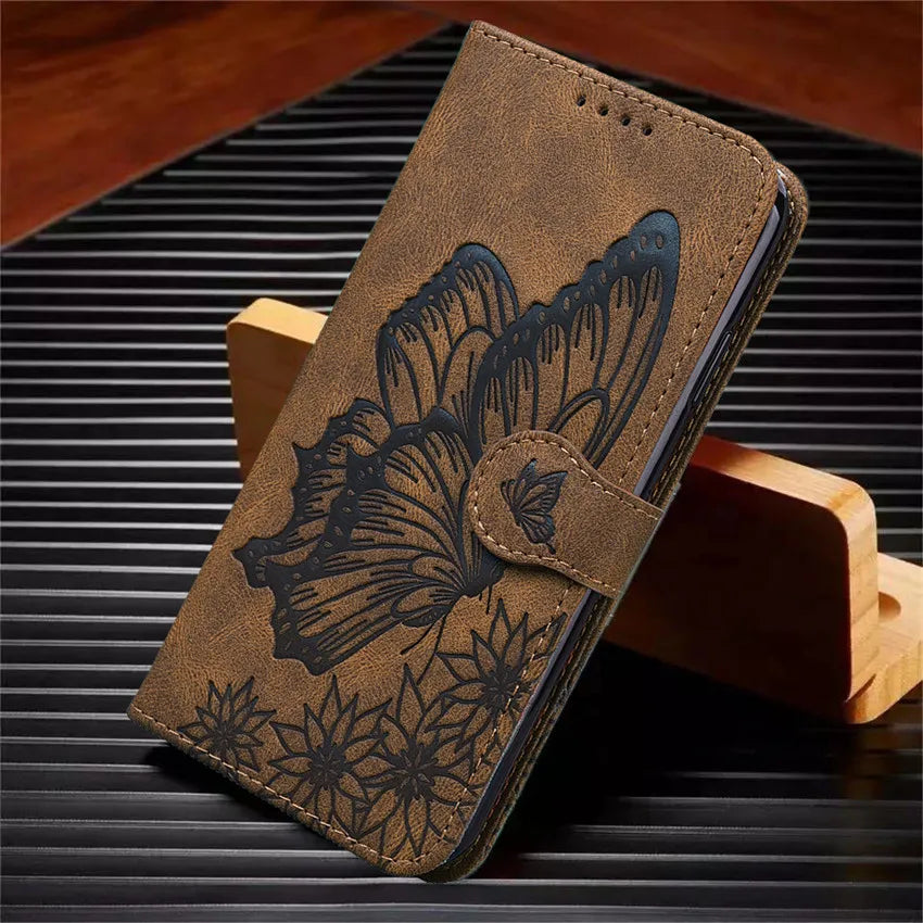 Butterfly Leather Flip Wallet Book iPhone Case - DealJustDeal