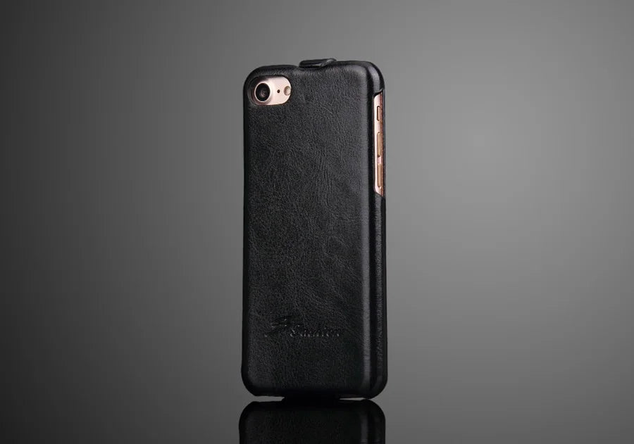 Genuine Leather Vertical Flip iPhone Case - DealJustDeal