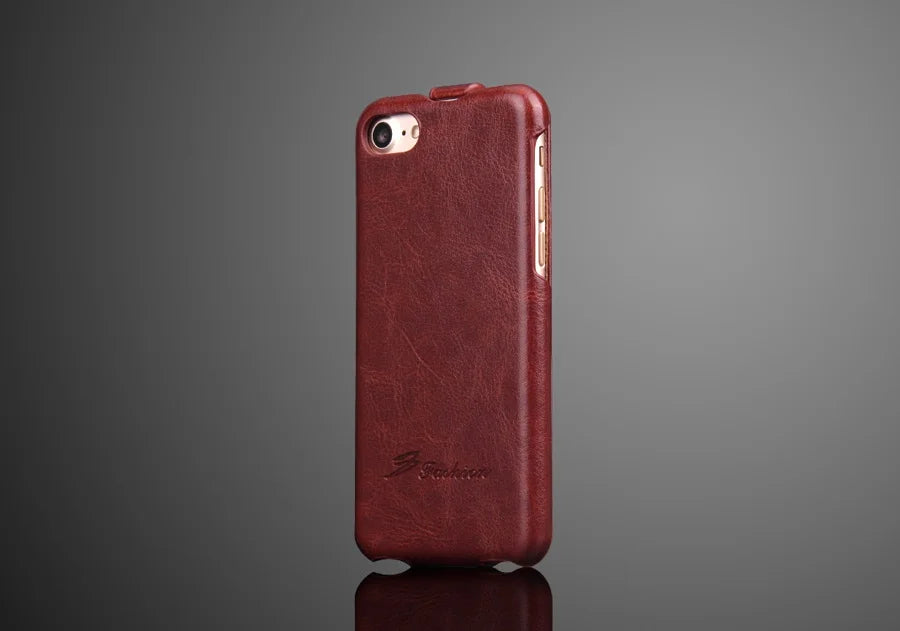 Genuine Leather Vertical Flip iPhone Case - DealJustDeal