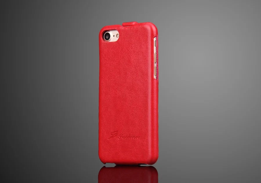 Genuine Leather Vertical Flip iPhone Case - DealJustDeal