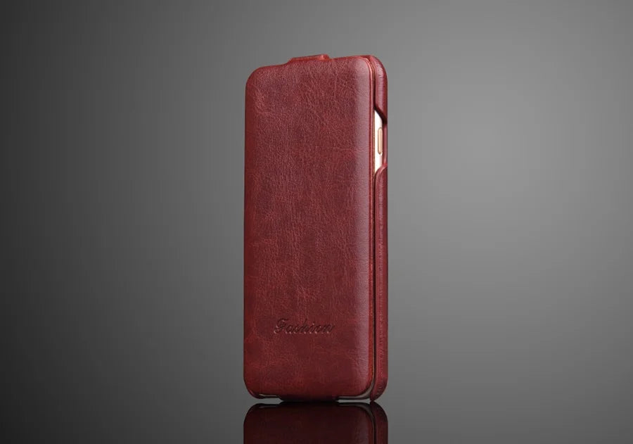 Genuine Leather Vertical Flip iPhone Case - DealJustDeal